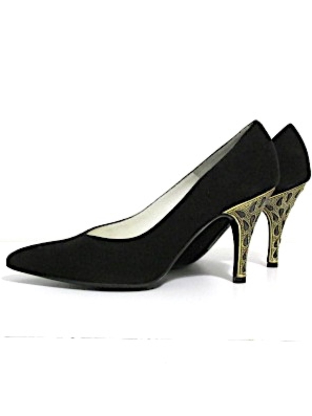 Vintage Bruno Magli Black&Gold Evening Pumps, Size 36.5